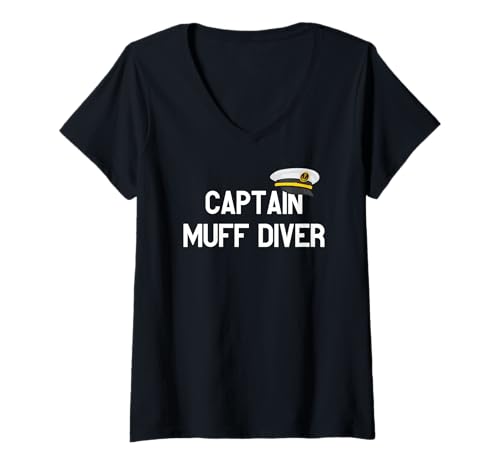 Damen Captain Muff Diver - Boot Kapitän Geschenk für Männer und Frauen T-Shirt mit V-Ausschnitt Damen Captain Muff Diver - Boot Kapitän Geschenk für Männer und Frauen T-Shirt mit V-Ausschnitt von SIB Captain Gifts and Presents