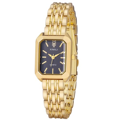 SIBOSUN Quadratische Damen-Armbanduhr, Quarz, Edelstahl, Kristall, modische Uhren, Schwarz und Gold SIBOSUN Quadratische Damen-Armbanduhr, Quarz, Edelstahl, Kristall, modische Uhren, Schwarz und Gold von SIBOSUN