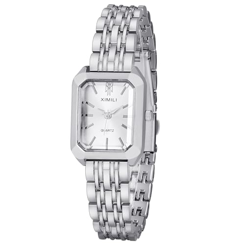 SIBOSUN Square Lady Frauen Handgelenk Uhr Quarz Edelstahl Kristall Kleid Mode Uhren Silber von SIBOSUN