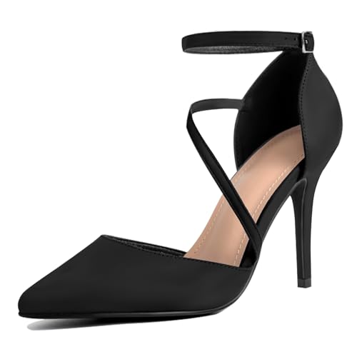 SICARE Women's High Heels Pumps Closed Pointed Toe Cross Strap D'Orsay Pumps Stiletto Heels Wedding Party Dress Shoes for Bridal Black 41 SICARE Women's High Heels Pumps Closed Pointed Toe Cross Strap D'Orsay Pumps Stiletto Heels Wedding Party Dress Shoes for Bridal Black 41 von SICARE
