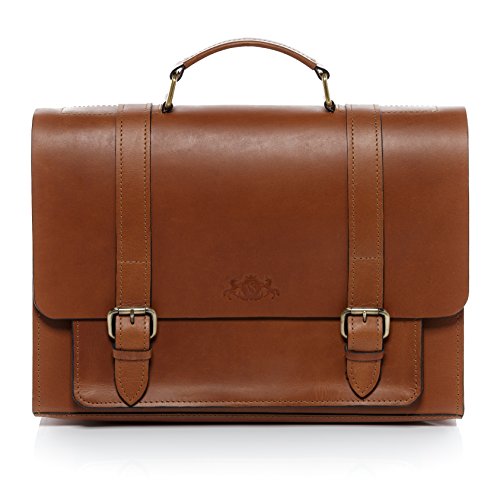 SID & VAIN Aktentasche Bristol aus Sattel-Leder I Business-Tasche groß für Herren 15 Zoll extra Laptop-Hülle I Arbeitstasche Laptoptasche braun handgefertigt von SID & VAIN