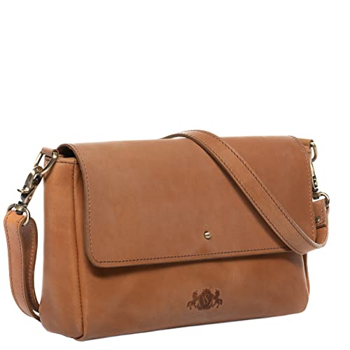 SID & VAIN Clutch mit langem Schultergurt ELSA aus Premium Natur-Leder I Handtasche für Damen I Umhängetasche beige handgefertigt von SID & VAIN