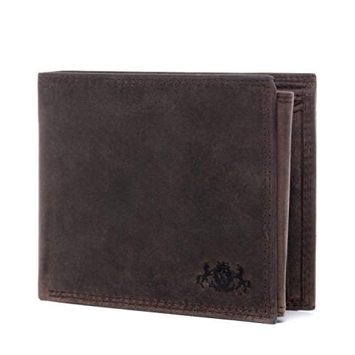 SID & VAIN EastWest Geldbeutel praktisch flach mit RFID Schutz echt Leder - Brieftasche Jack EastWest - Geldbörse Herrentasche - Ledergeldbeutel Herren braun handgefertigt von SID & VAIN