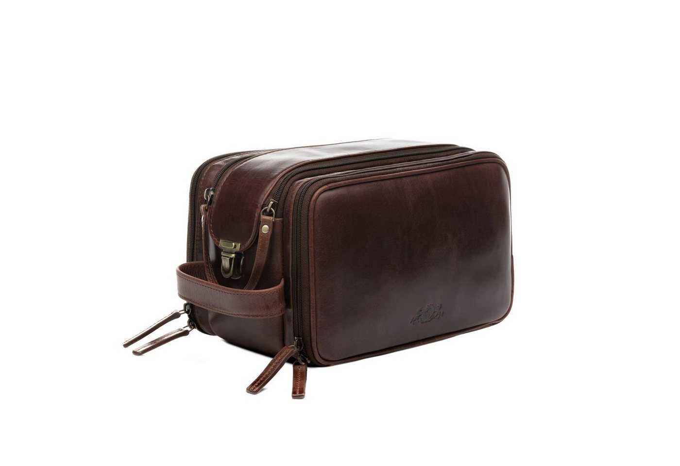 SID & VAIN Kulturbeutel Leder Kulturtasche Unisex LOUIS, Waschbeutel Echtleder für Damen & Herren, Kosmetiktasche braun-cognac von SID & VAIN