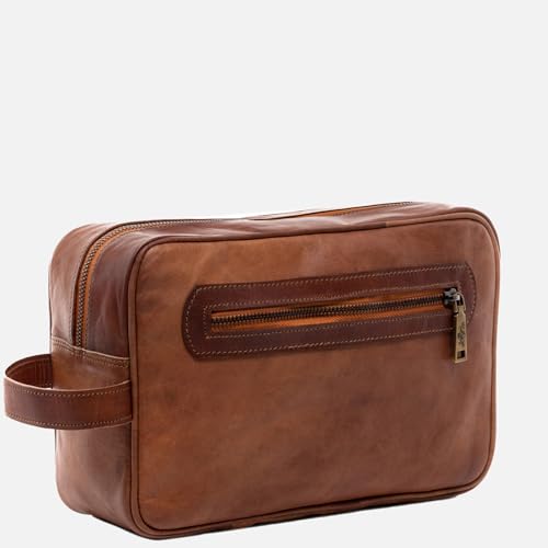 SID & VAIN Kulturtasche Herren Josh aus Vintage Leder I Waschtasche für Herren und Damen I Kulturbeutel braun handgefertigt von SID & VAIN