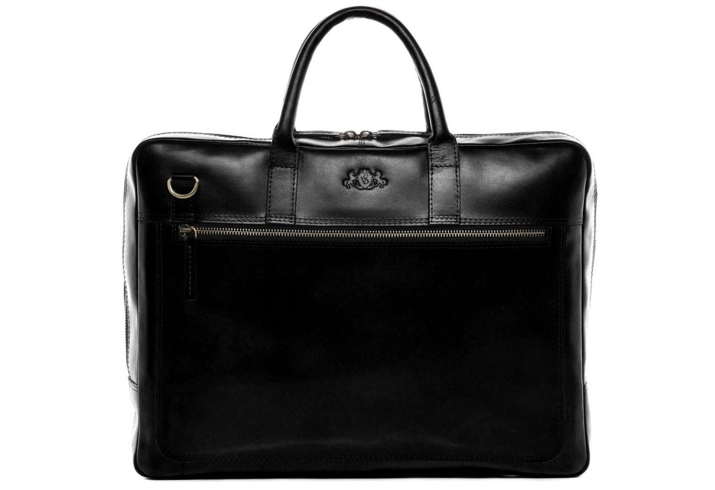 SID & VAIN Laptoptasche Leder Businesstasche Unisex DIXON, Laptoptasche 15,4 Zoll, Aktentasche Echtleder Damen Herren schwarz von SID & VAIN