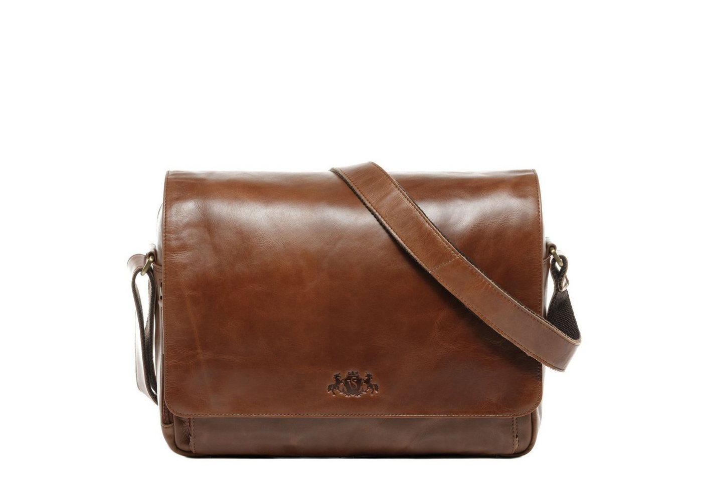 SID & VAIN Messenger Bag »AGENT«, Laptoptasche 15,4 Zoll echt Leder Herren, Umhängetasche hellbraun von SID & VAIN