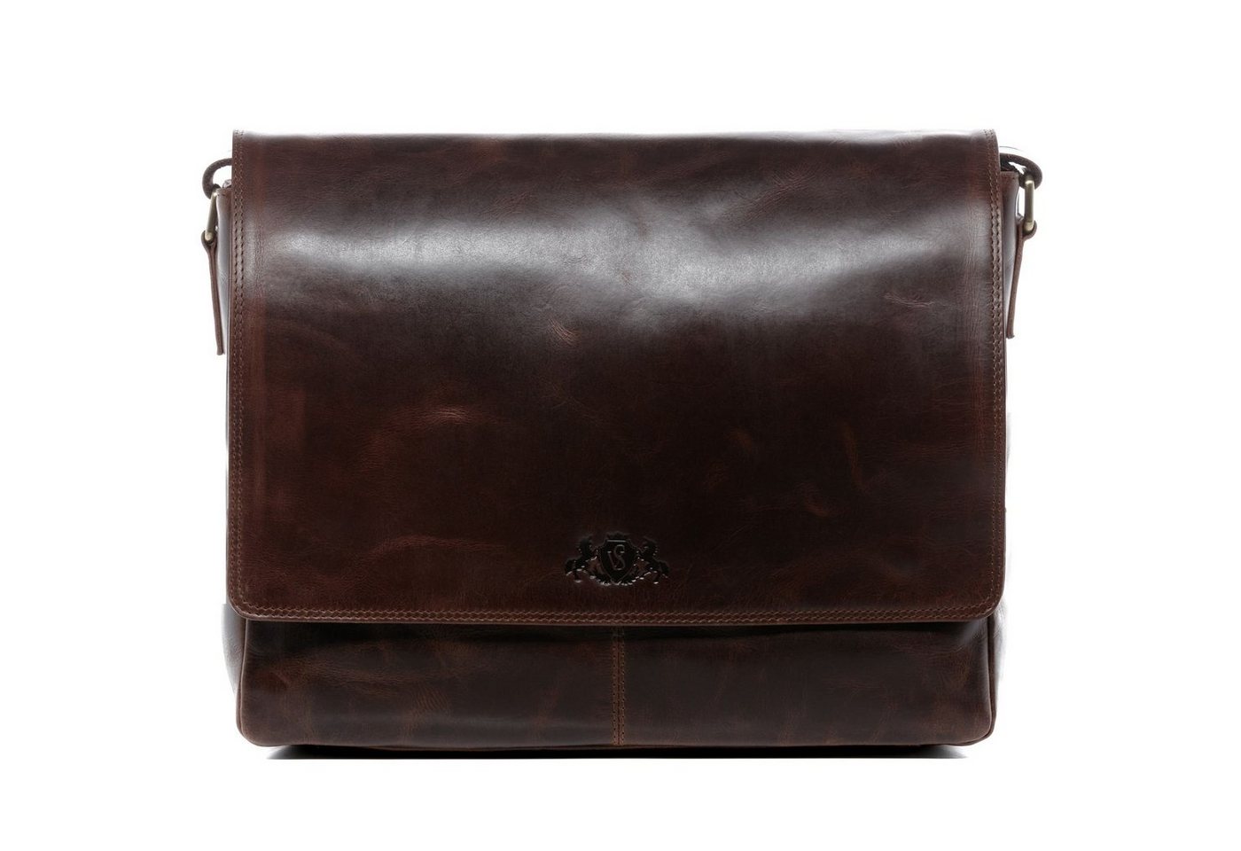 SID & VAIN Messenger Bag Leder Umhängetasche Unisex SPENCER, Laptoptasche 15 Zoll Echtleder, Businesstasche Damen Herren braun von SID & VAIN