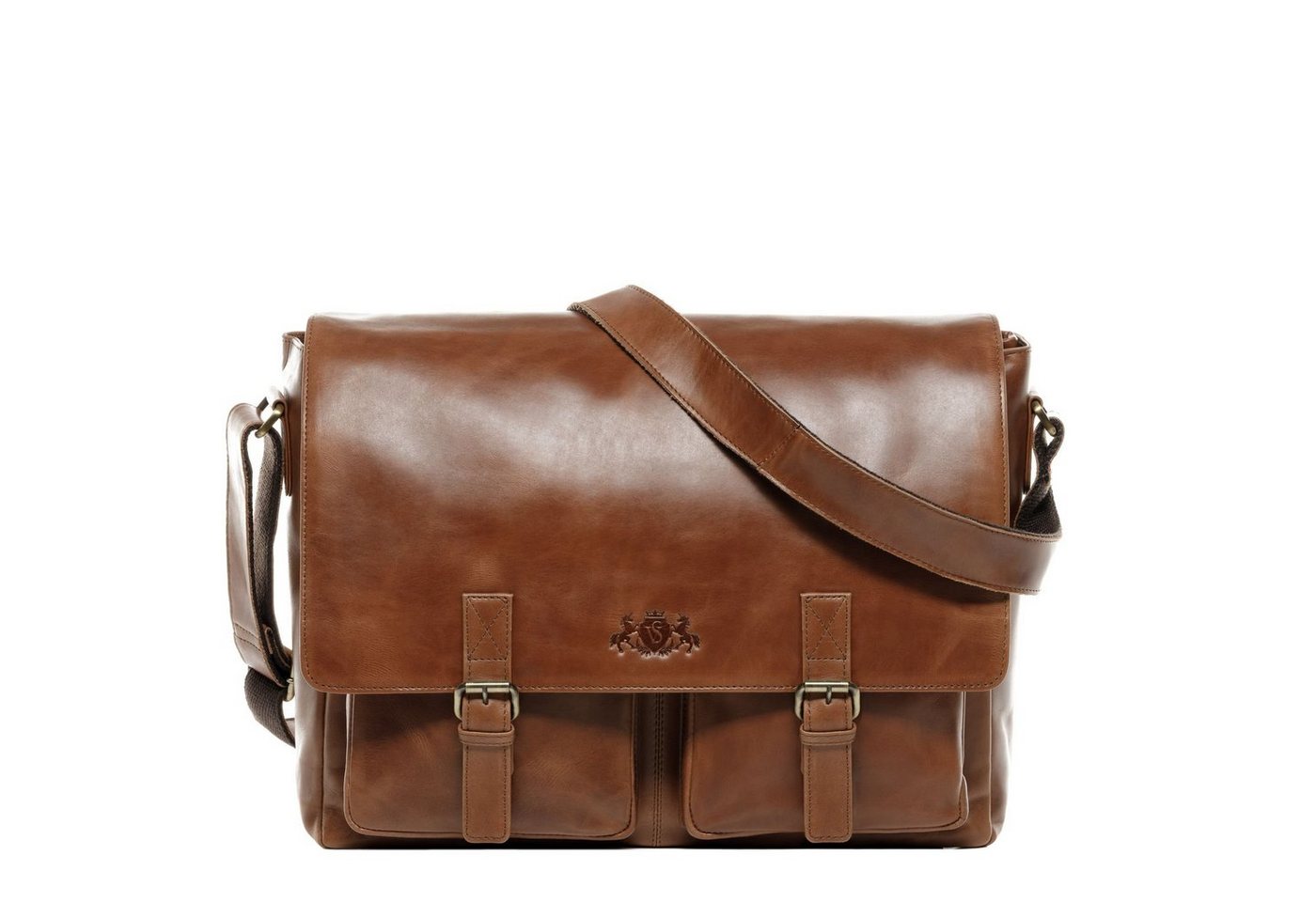 SID & VAIN Messenger Bag »SERGEANT«, Laptoptasche 15,4 Zoll echt Leder Herren, Umhängetasche hellbraun von SID & VAIN