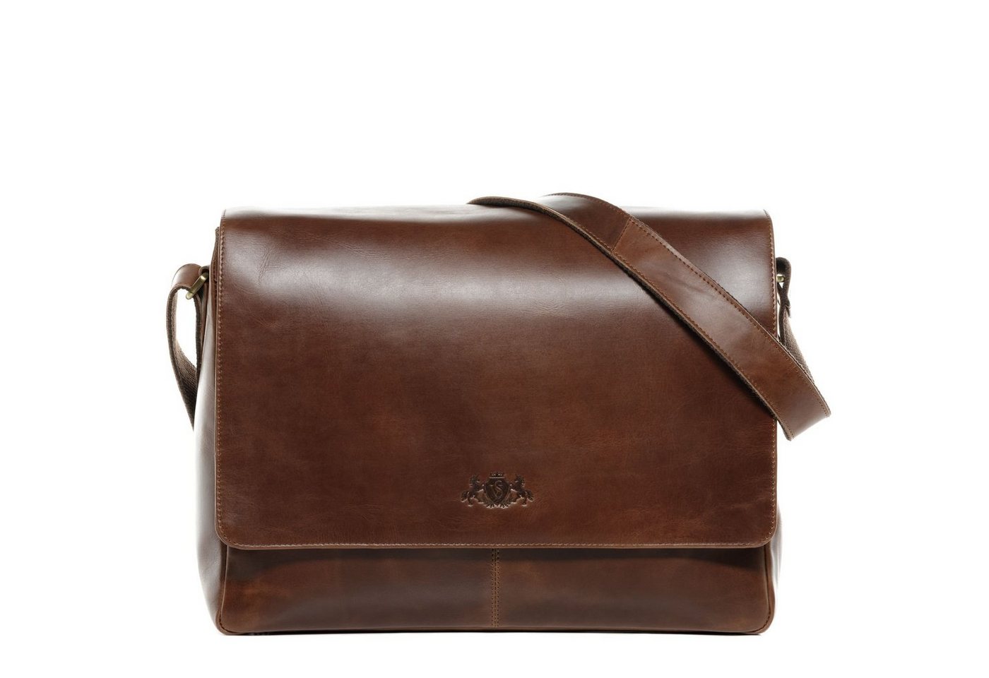 SID & VAIN Messenger Bag »SPENCER«, Laptoptasche 15 Zoll echt Leder Unisex, Aktentasche hellbraun von SID & VAIN