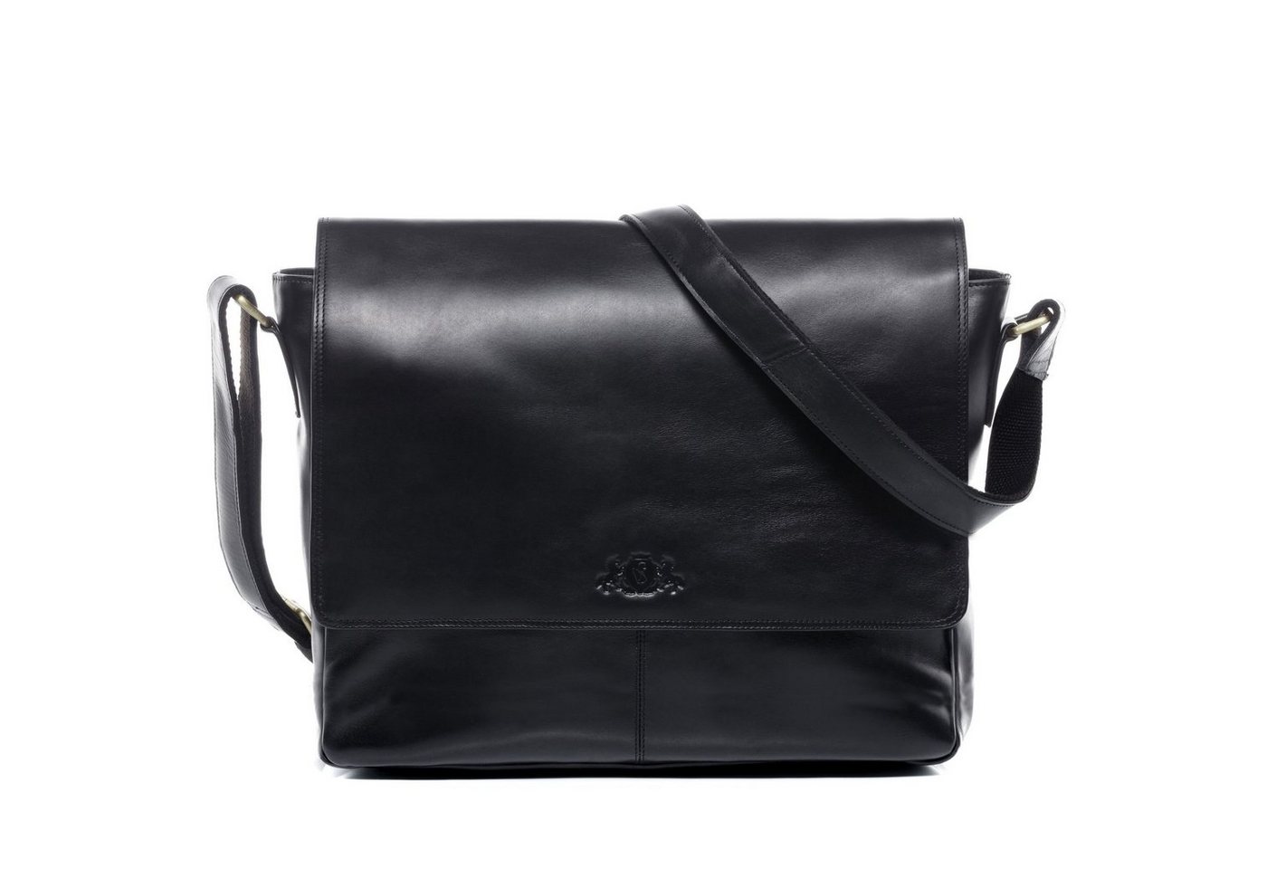 SID & VAIN Messenger Bag SPENCER XL groß Laptop-Tasche 15 Zoll echt Leder, Umhaengetasche Laptop Fach Herren Damen Schultertasche schwarz von SID & VAIN