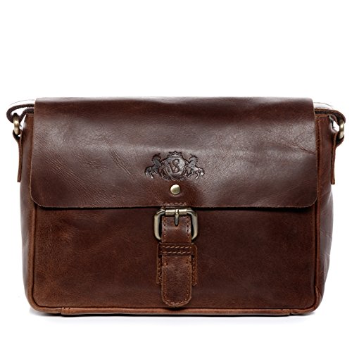 SID & VAIN Messenger Bag Yale aus Premium Leder I Schultertasche klein für Herren und Damen I Umhängetasche braun handgefertigt von SID & VAIN