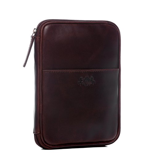 SID & VAIN Organizer Tablet Reise echt Leder - iPad Tablet Case JOONEY - Hülle mit Zip - Lederhülle Herren und Damen braun handgefertigt von SID & VAIN