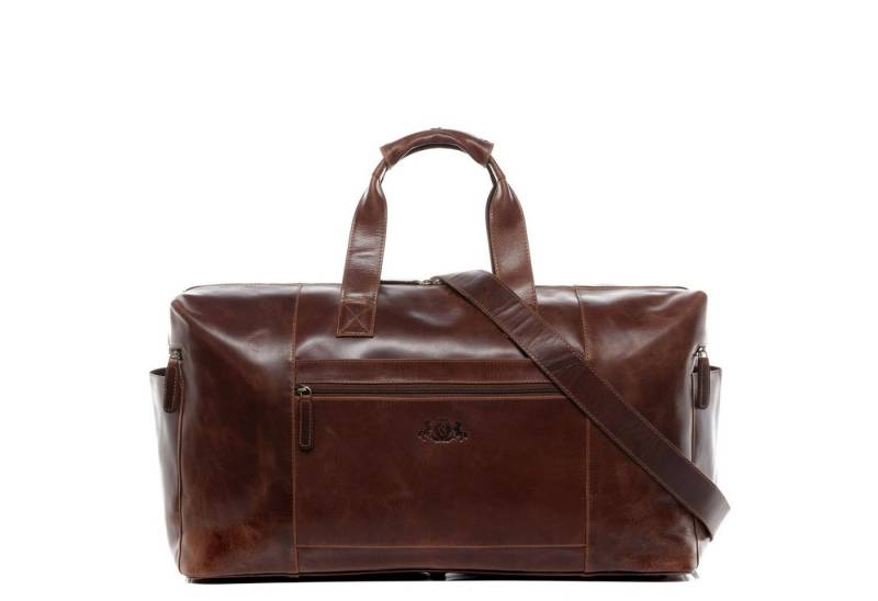 SID & VAIN Reisetasche Leder Weekender Unisex BRISTOL, Echtleder Reisegepäck für Damen & Herren, Sporttasche XL braun-cognac von SID & VAIN