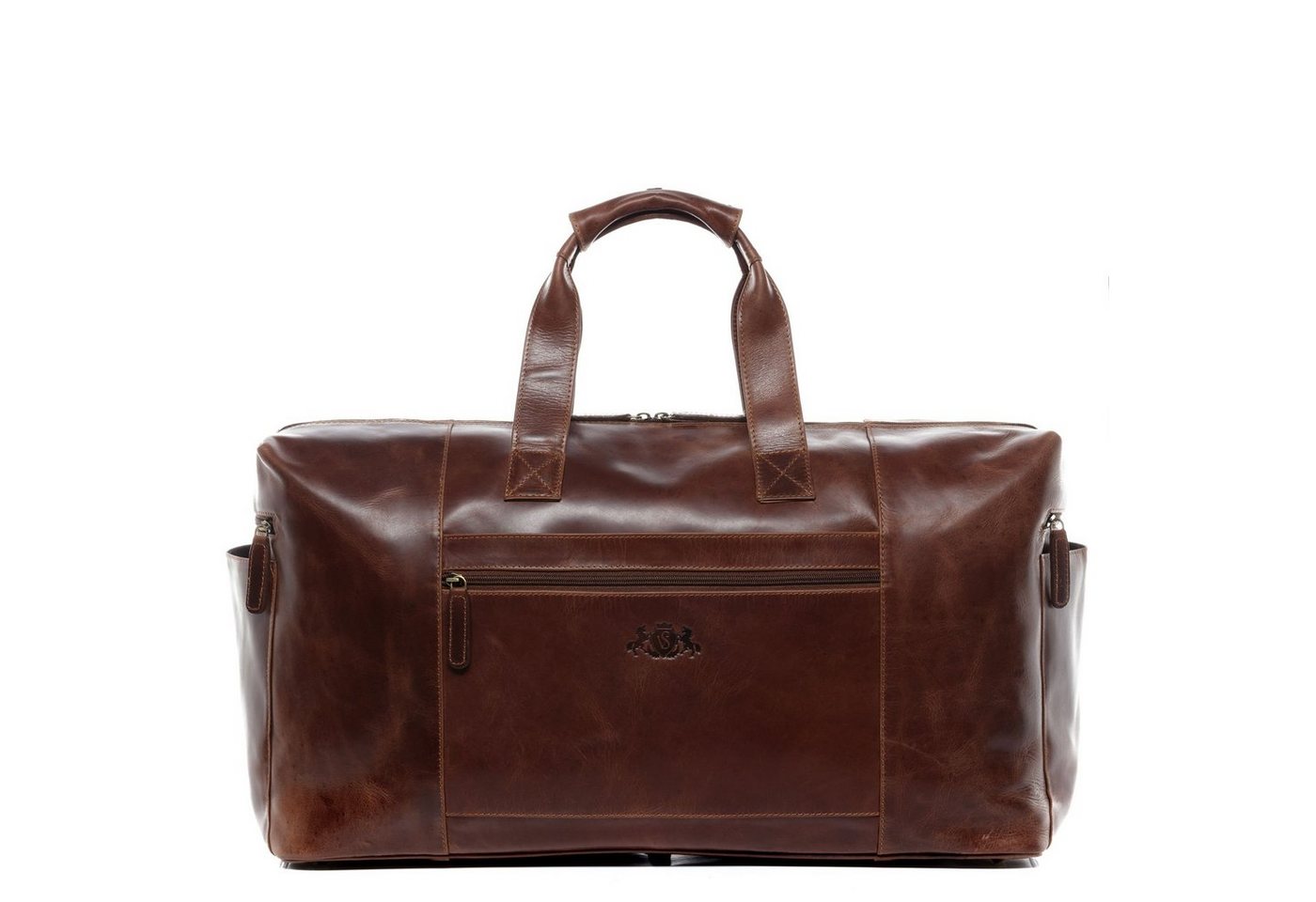 SID & VAIN Reisetasche Leder Weekender Unisex BRISTOL, Echtleder Reisegepäck für Damen & Herren, Sporttasche XL braun-cognac von SID & VAIN