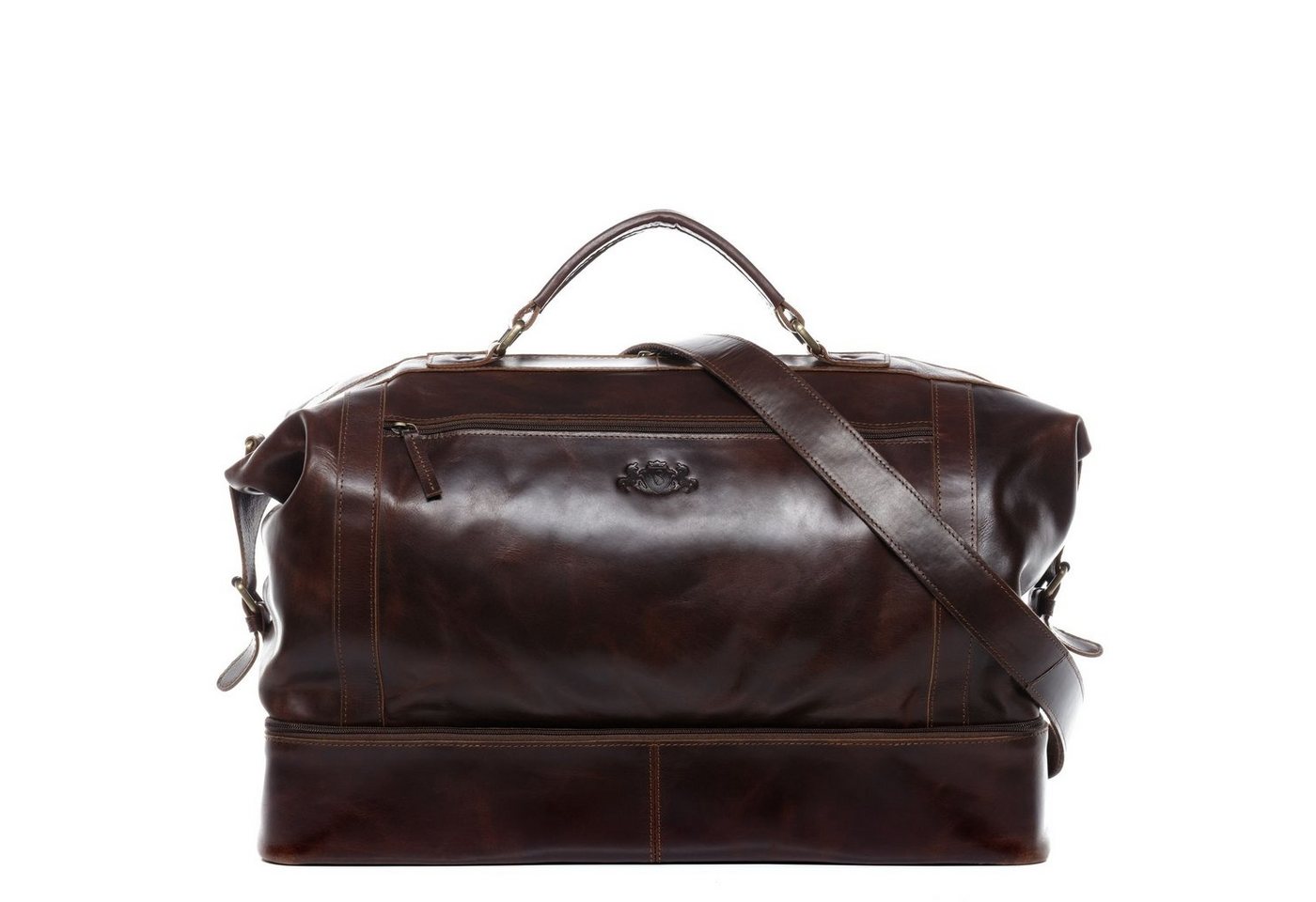 SID & VAIN Reisetasche Leder Weekender Unisex KINGSTON, Echtleder Reisegepäck für Damen & Herren, Sporttasche XL braun-cognac von SID & VAIN