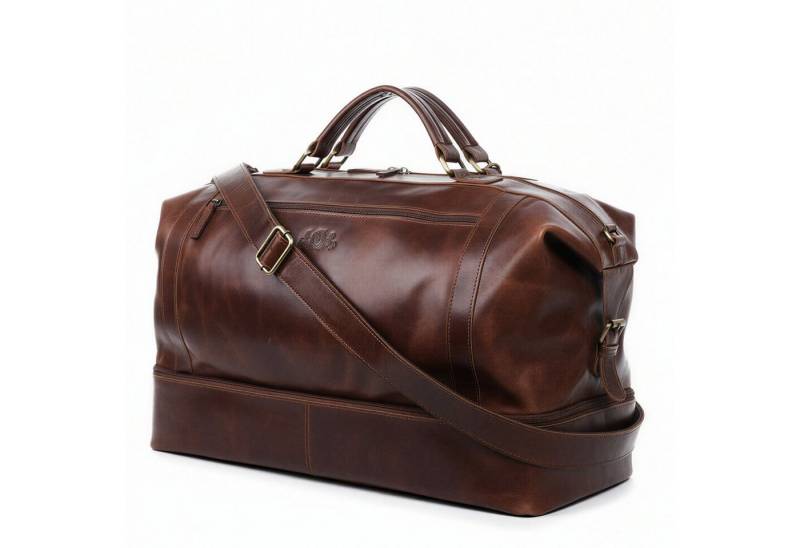 SID & VAIN Reisetasche echt Leder Weekender groß Ledertasche braun KINGSTON, Echtleder Reisegepäck für Damen & Herren, Sporttasche XL braun-cognac von SID & VAIN