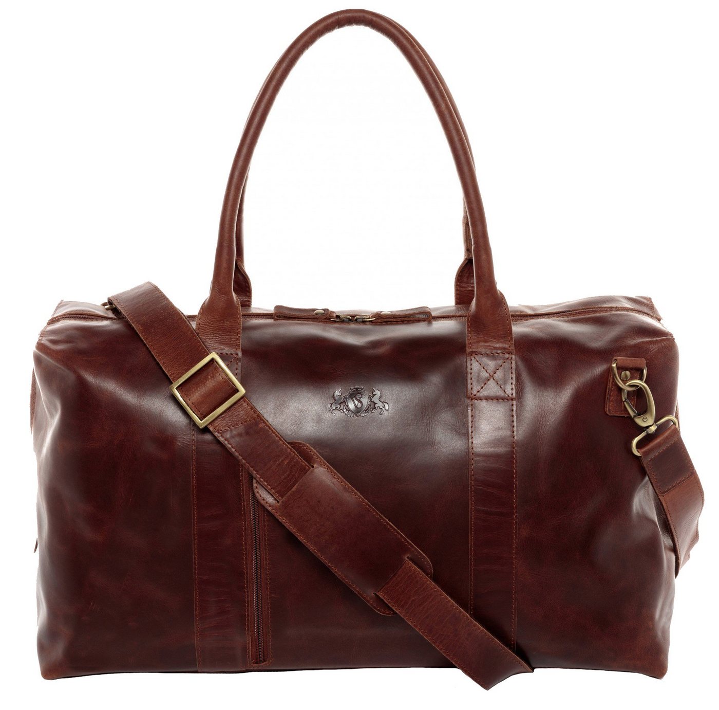 SID & VAIN Reisetasche Leder Weekender Unisex YALEZIP, Echtleder Reisegepäck für Damen & Herren, Sporttasche XL braun-cognac von SID & VAIN