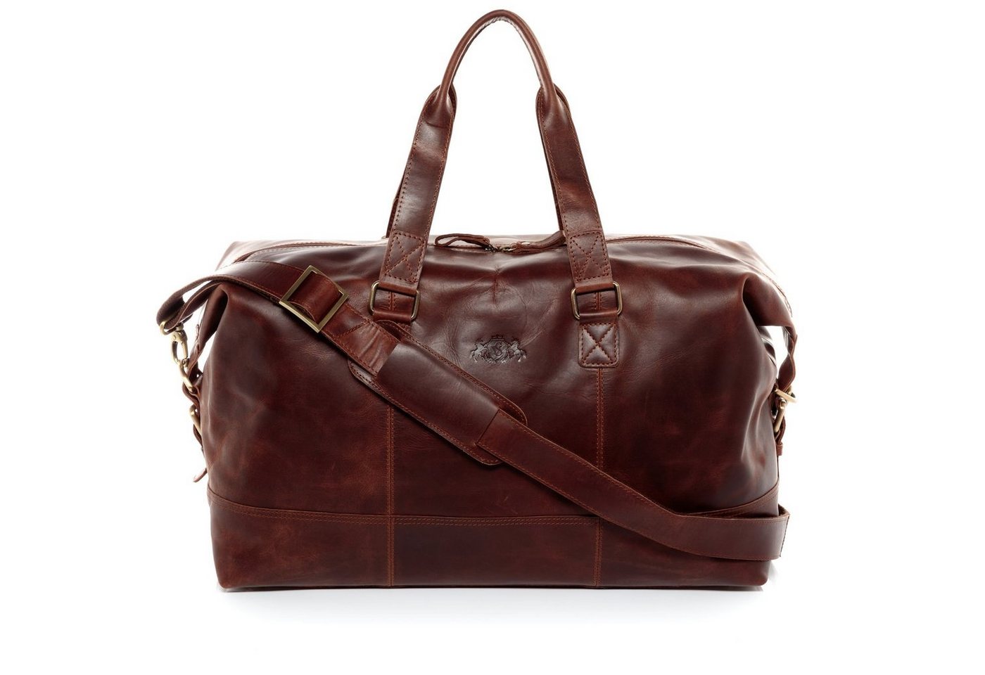 SID & VAIN Reisetasche Leder Weekender Unisex YALE, Echtleder Reisegepäck für Damen & Herren, Sporttasche XL braun-cognac von SID & VAIN