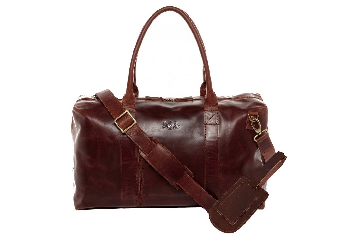 SID & VAIN Reisetasche Leder Weekender Unisex YALEZIP, Echtleder Reisegepäck für Damen & Herren, Sporttasche XL braun-cognac von SID & VAIN