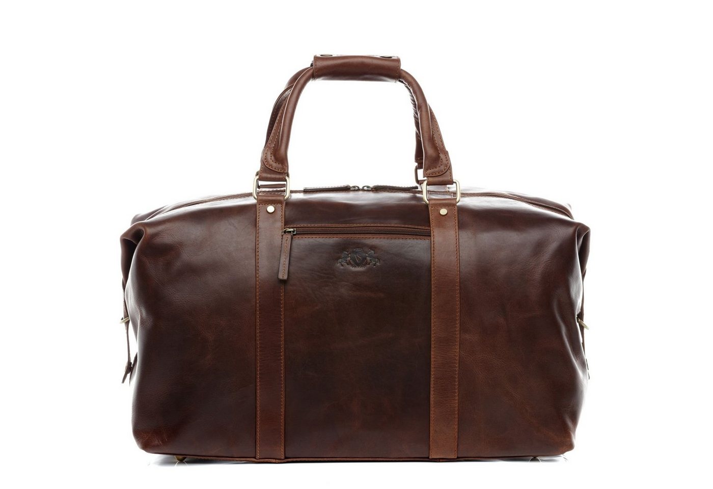 SID & VAIN Reisetasche Leder Weekender Unisex ZANE, Echtleder Reisegepäck für Damen & Herren, Sporttasche XL braun-cognac von SID & VAIN