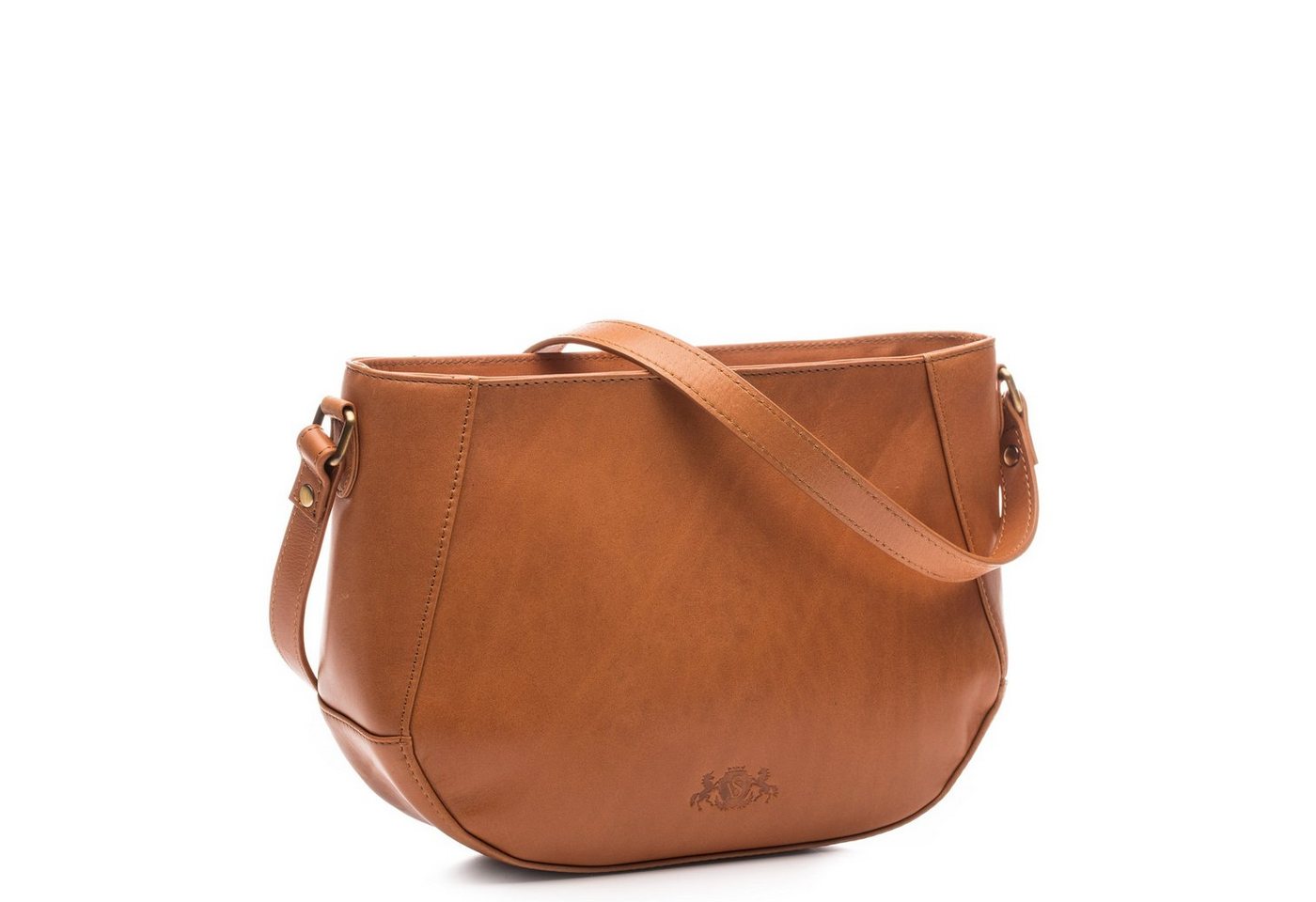 SID & VAIN Schultertasche Leder Umhängetasche ALBANY, Crossbody Bag Echtleder Damen, Umhängetasche hellbraun von SID & VAIN