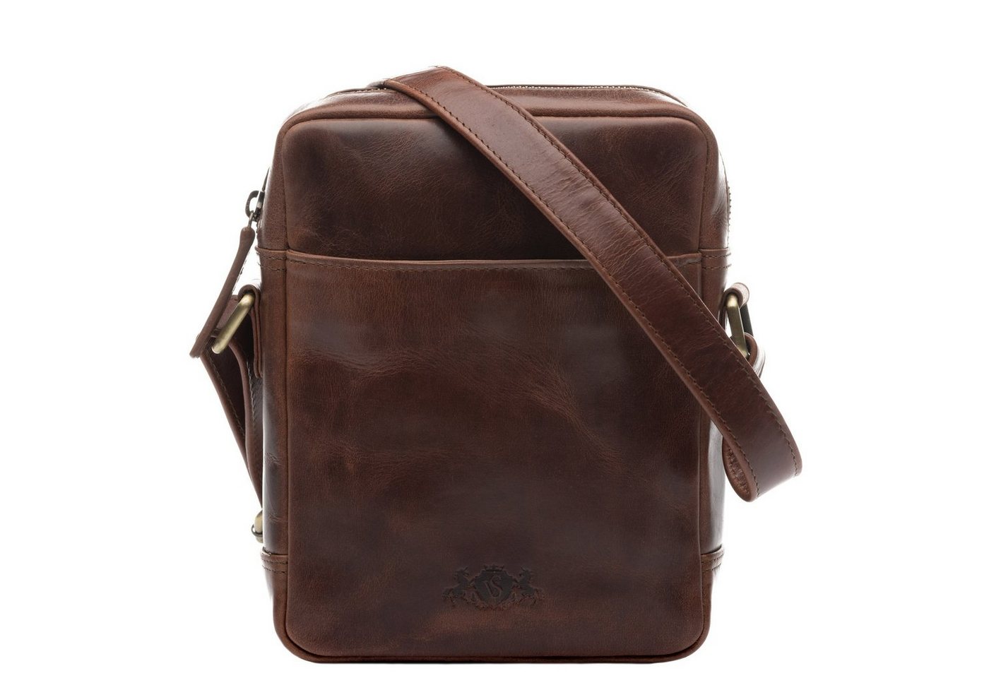 SID & VAIN Schultertasche DUBLIN, Umhängetasche echt Leder Unisex, Crossbody Bag, braun-cognac von SID & VAIN