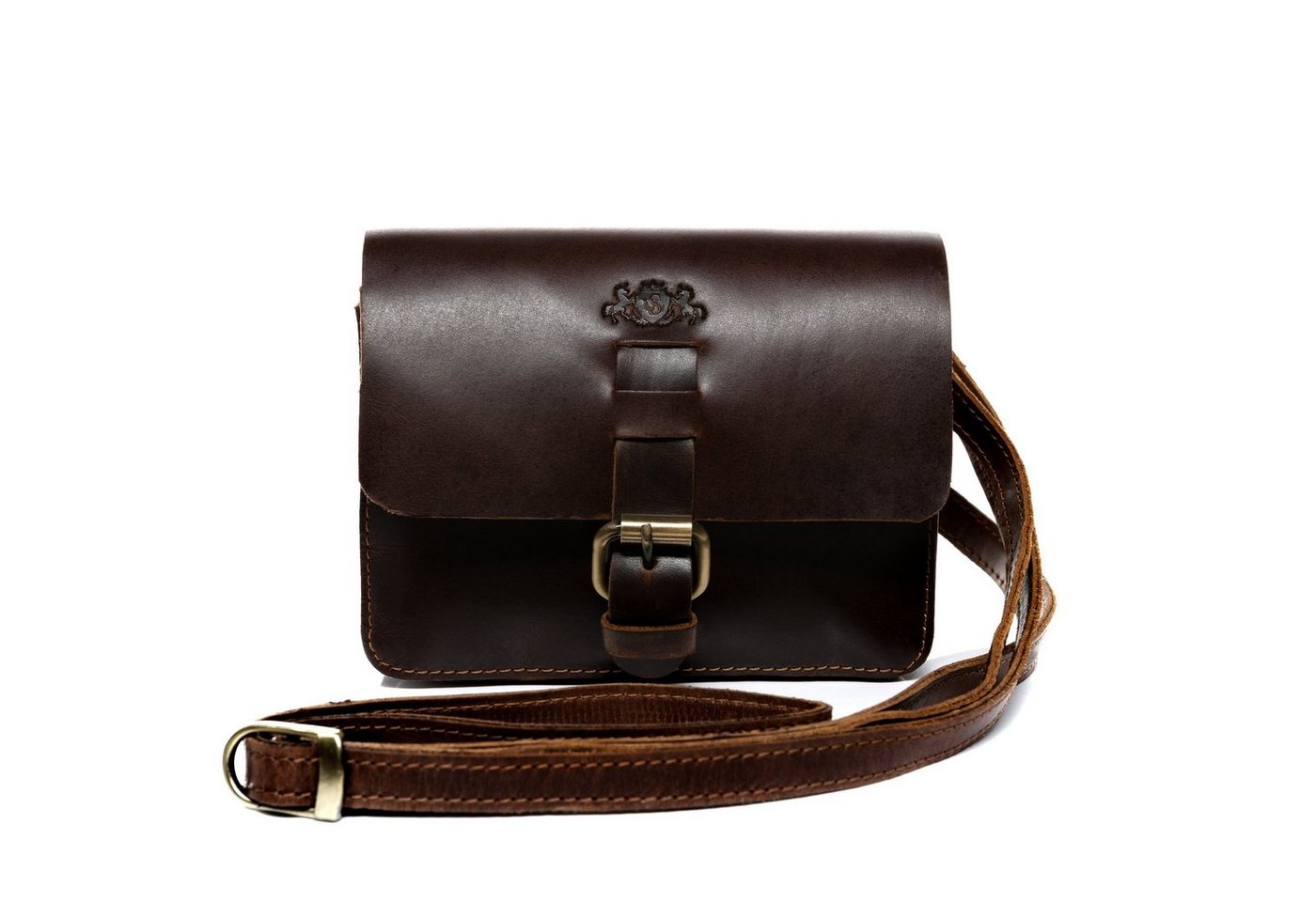 SID & VAIN Schultertasche »HEATHROW«, Umhängetasche echt Leder Unisex, Handtasche Ledertasche braun-cognac von SID & VAIN