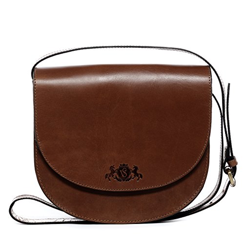 SID & VAIN Schultertasche Trish aus Sattel-Leder I Handtasche mit Schultergurt für Damen I Umhängetasche braun handgefertigt von SID & VAIN