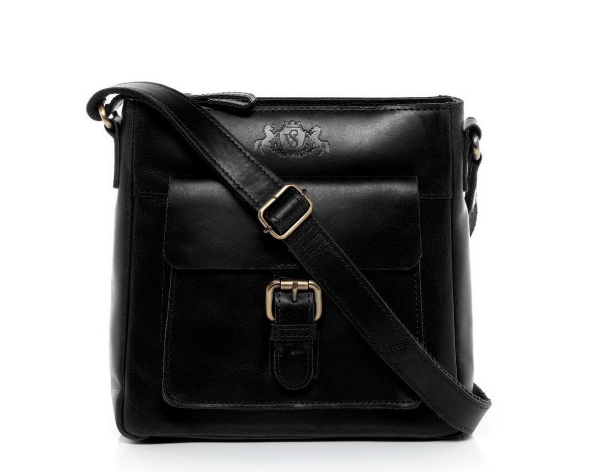 SID & VAIN Schultertasche Leder Umhängetasche YALE, Crossbody Bag Echtleder Damen, Umhängetasche schwarz von SID & VAIN