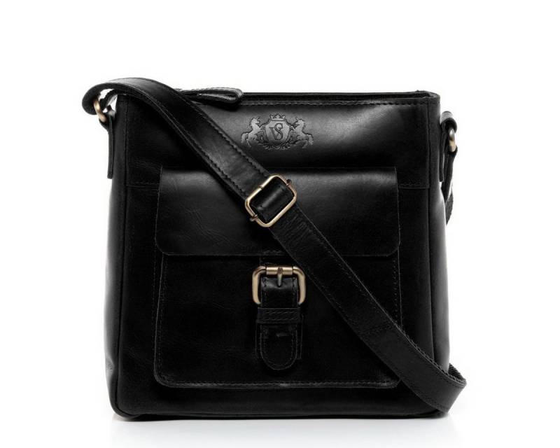 SID & VAIN Umhängetasche YALE Umhängetasche Cross-Body Bag echt Leder, Ledertasche Schultertasche Herren Damen Messenger Bag schwarz von SID & VAIN