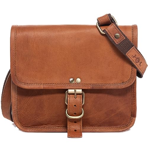 SID & VAIN Umhängetasche AUBREY-square aus Vintage Leder I Crossbody bag für Damen I Schultertasche braun handgefertigt von SID & VAIN