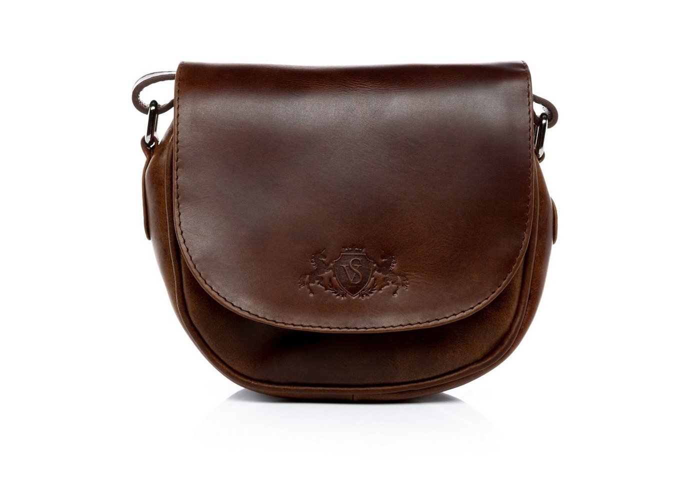 SID & VAIN Umhängetasche Leder Schultertasche Damen BRIGHTON, Crossbody Bag Echtleder für Damen, Umhängetasche braun-cognac von SID & VAIN