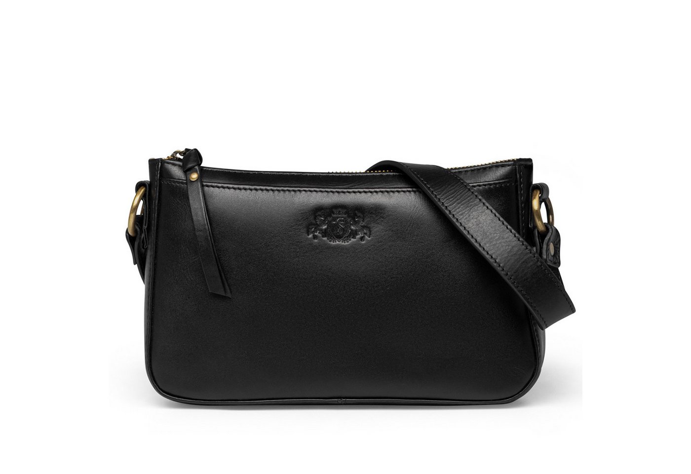 SID & VAIN Umhängetasche SID & VAIN Henkeltasche echt Leder Damen Handtasche Schultertasche, Ledertasche Schultertasche Damen Messenger Bag Glattleder schwarz von SID & VAIN