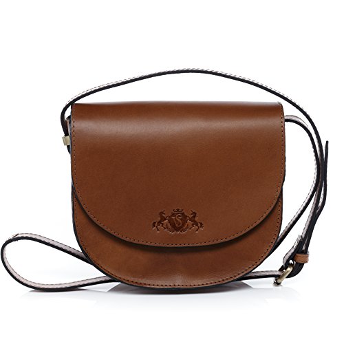 SID & VAIN Umhängetasche Trish aus Sattel-Leder I Crossbody Bag groß für Damen I Schultertasche braun handgefertigt von SID & VAIN