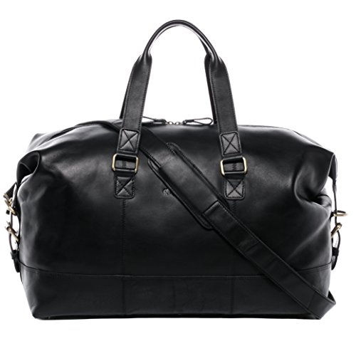 SID & VAIN große Weekender echt Leder - Sporttasche Yale 50 cm - Reisetasche Handgepäck mit Schultergurt - Ledertasche Herren und Damen schwarz handgefertigt von SID & VAIN