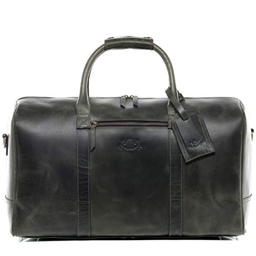 SID & VAIN große Reisetasche echt Leder - Sporttasche Chad 52 cm XL - Weekender Handgepäck Herrentasche mit Schultergurt - Ledertasche Herren grün handgefertigt von SID & VAIN