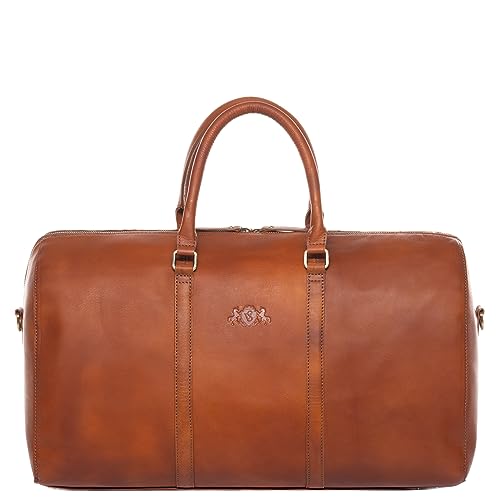 SID & VAIN große Reisetasche echt Leder - Sporttasche Skyler 48.5 cm - Weekender Handgepäck mit Schultergurt - Ledertasche Herren und Damen braun handgefertigt von SID & VAIN