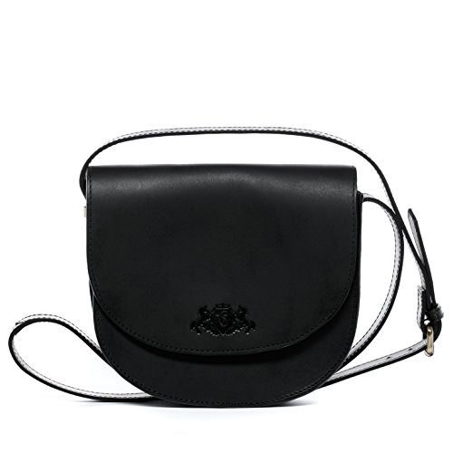 SID & VAIN große Umhängetasche echt Leder - Crossbody Bag Trish - Schultertasche Damentasche mit Schultergurt - Ledertasche Damen schwarz handgefertigt von SID & VAIN