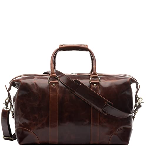 SID & VAIN große XL Reisetasche echt Leder - Sporttasche groß Austin - Weekender Handgepäck mit Schultergurt - Ledertasche Herren und Damen braun handgefertigt von SID & VAIN