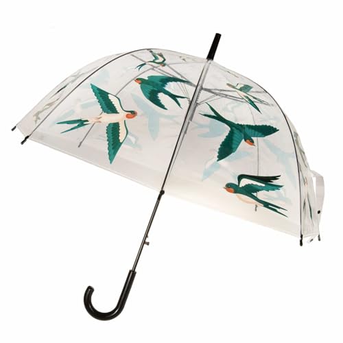 SIDCO Regenschirm transparent Automatikschirm Stockschirm Vögel Schwalben Schirm von SIDCO