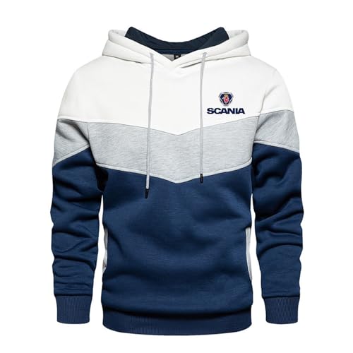 Herren-Kapuzenpullover für Scania, Patchwork, verstaubar, Pullover, Streetwear, lässiges Kapuzen-Sweatshirt für Wandern, Reisen, Camping,White-M von SIDHU