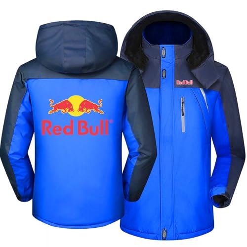 SIDHU Herren Skijacke Für BULL, Dicker Funktionsjacke Herren Winterjacke Fleece Lined Windjacke Männer Kapuzenjacken Mit Reißverschluss Winddicht Herren Schneejacke Wanderjacke Outdoorjacke,Blue-L von SIDHU