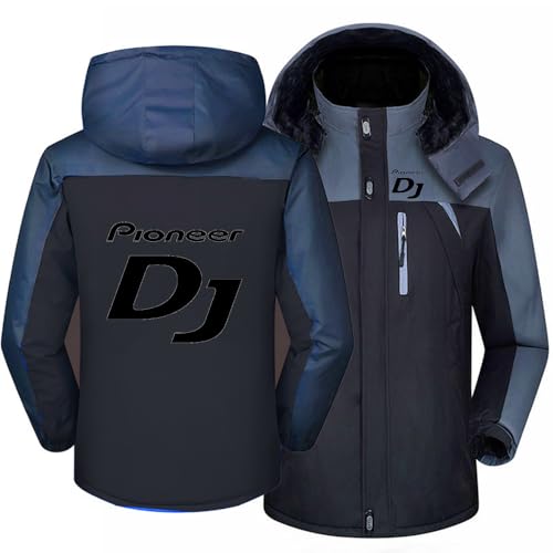 SIDHU Herren Skijacke Für Pioneer DJ Pro DJ Dicker Funktionsjacke Herren Winterjacke Fleece Lined Windjacke Männer Kapuzenjacken Mit Reißverschluss Winddicht Schneejacke Wanderjacke,Black-5XL von SIDHU