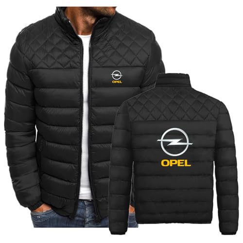 SIDHU Herrenjacke für OPel, verstaubar, leicht, isolierter Wintermantel aus Baumwolle, durchgehender Reißverschluss, warme, kurze, gepolsterte Oberbekleidung für Herren,Black-L von SIDHU