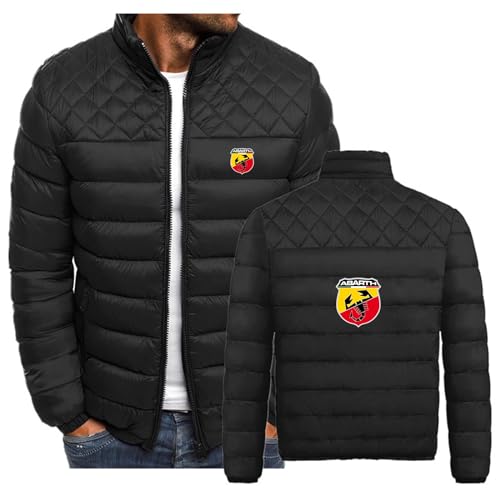 SIDHU Herrenjacken für ABARTH, leichter, isolierter, verstaubarer Wintermantel aus Baumwolle, durchgehender Reißverschluss, warme, kurze, gepolsterte Oberbekleidung für Herren,Black-3XL von SIDHU