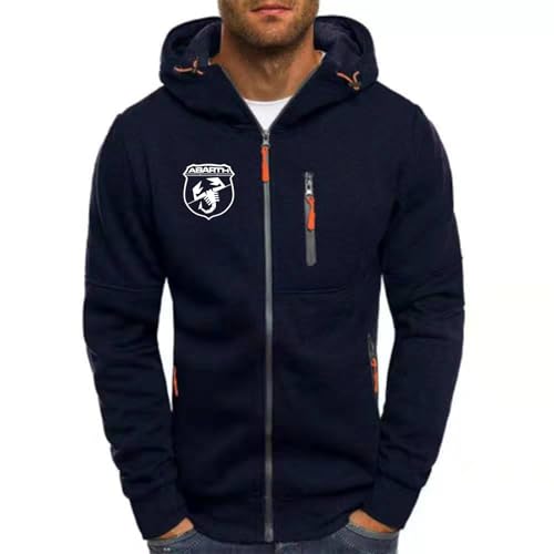 SIDHU Herrenmantel für Abarth Packbare leichte Kapuzenpullover Kurzer Pullover Hoodie Casual Full Zip Hooded Sweatshirt für Männer,Navy Blue-M von SIDHU