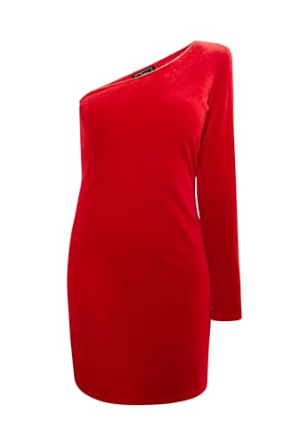 SIDONA Damen One Shoulder Minikleid 19229179-SI01, ROT, L SIDONA Damen One Shoulder Minikleid 19229179-SI01, ROT, L von SIDONA