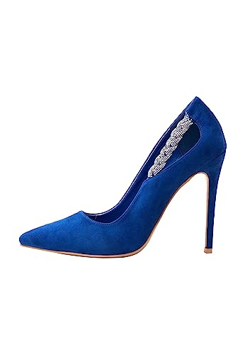 SIDONA Damen Pumps mit Kristallverzierung, BLAU, 36 EU von SIDONA