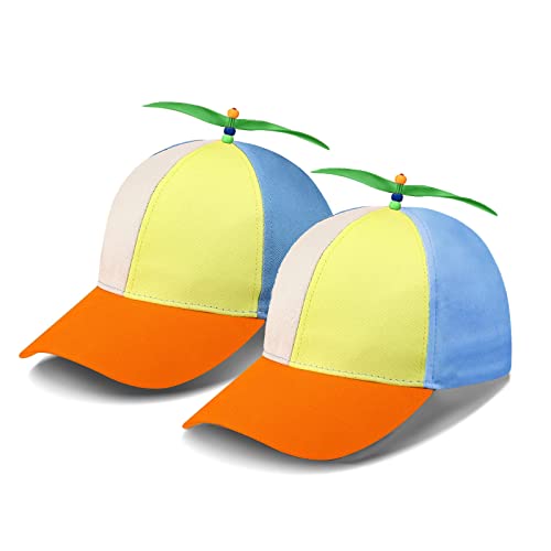 2 Stücke Propeller mütze Helikopter Cap Baseball Kappe Bunte Mütze Night Fluoreszierender Propeller Baseball Cap,Leuchten Im Dunkeln Propeller,für Erwachsene & Kinder-Größenverstellbar（Orange） von SIEBOLD